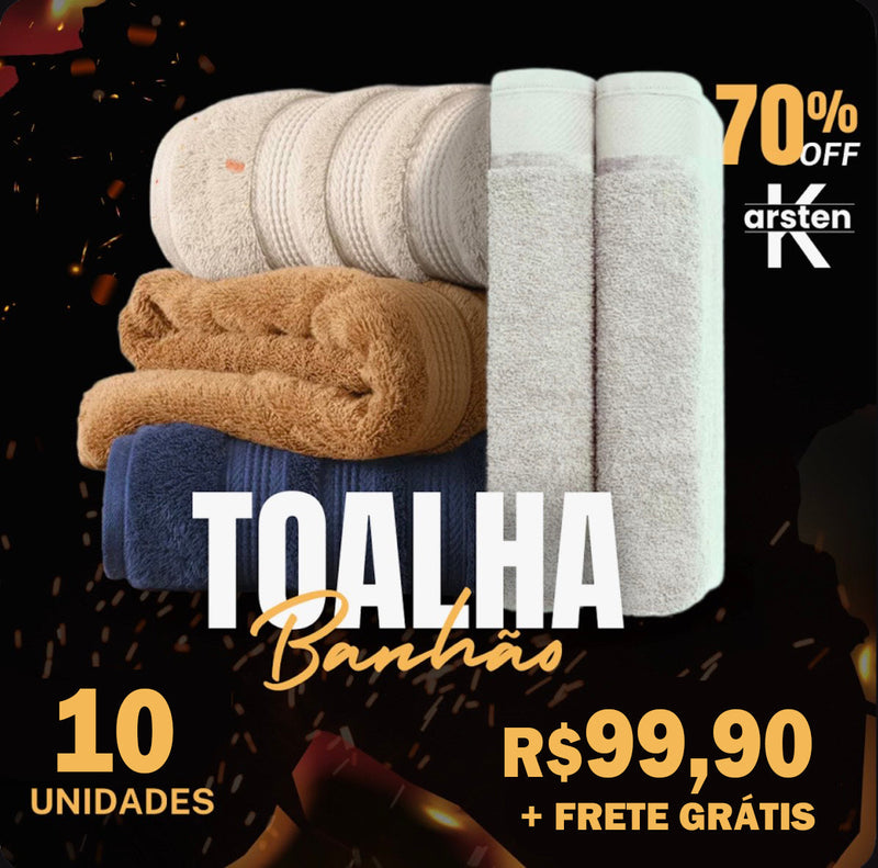 KIT TOALHAS BANHÃO 10 PEÇAS - ÚLTIMO DIA DE OFERTA