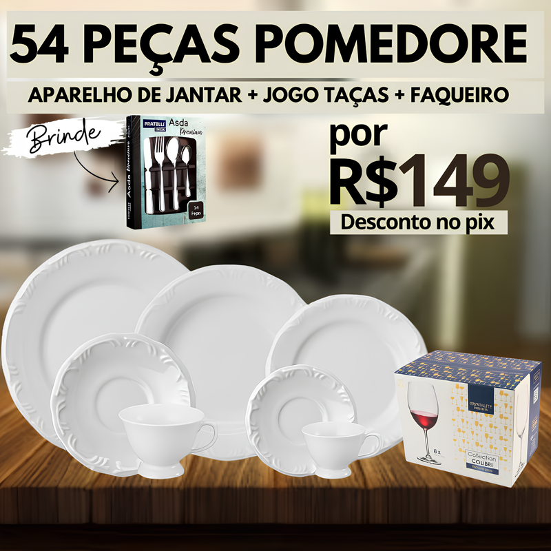 Aparelho de Jantar Pomedore Branco - OFERTA POR TEMPO LIMITADO