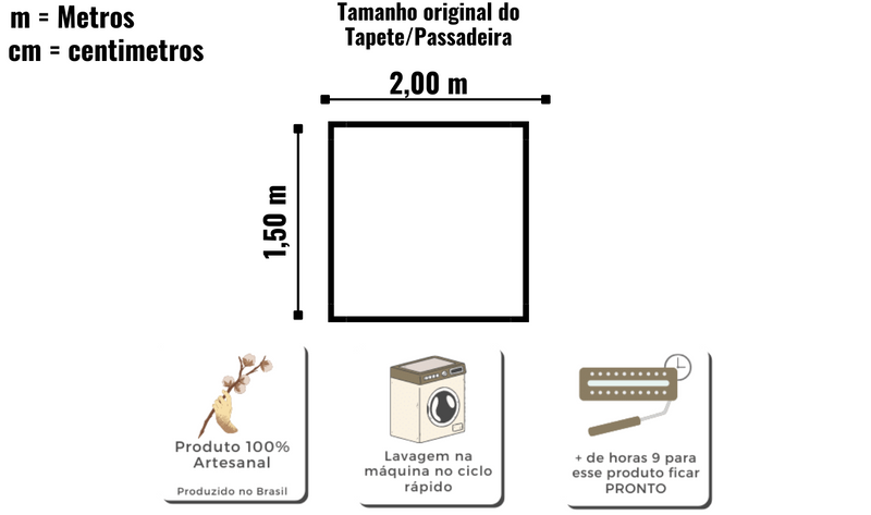 Tapete Boho Dupla Face Marrom - 1,50x2,00