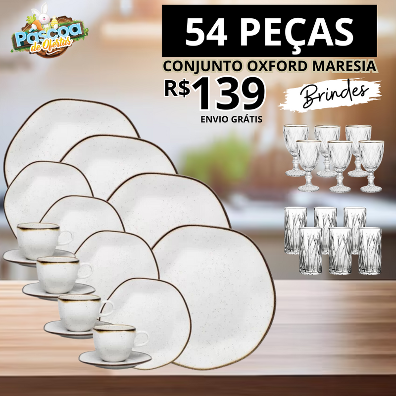 Aparelho Jantar em Porcelana Conjunto de Luxo - ESPECIAL DIA DA MULHER