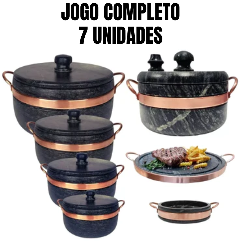 Jogo de Panelas Pedra Sabão 7 Peças Completo[SOMENTE HOJE, PROMOÇÃO]