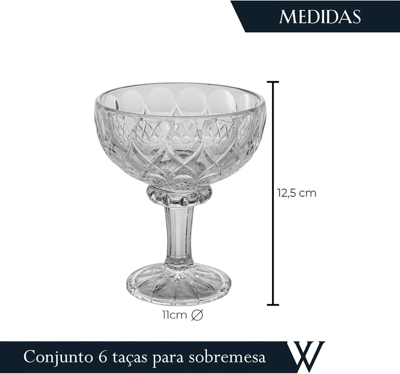 Wolff Angel Conjunto de 6 Taças de Cristal para Sobremesa, Transparente, 260 ml