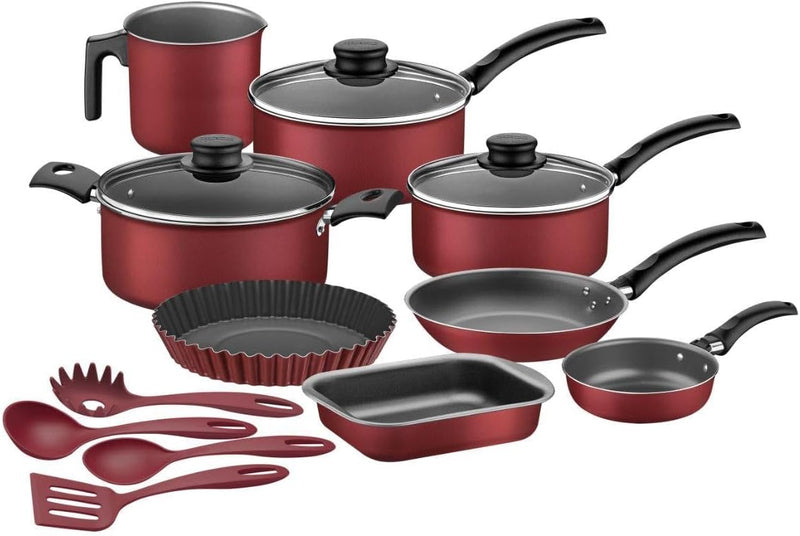 Kit Especial Cozinha 12 Peças com Jogo de Panelas Vermelho e Utensilios Tramontina Turim