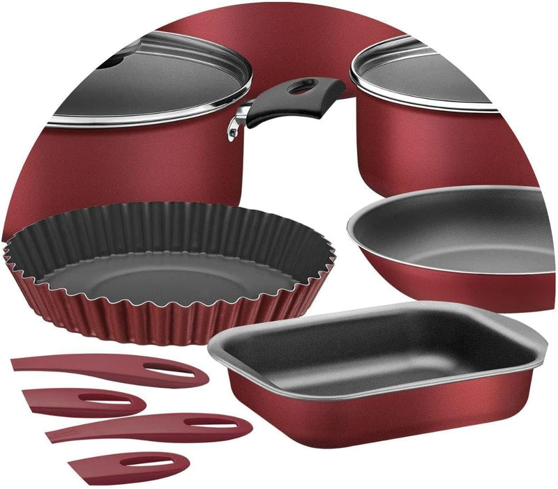 Kit Especial Cozinha 12 Peças com Jogo de Panelas Vermelho e Utensilios Tramontina Turim