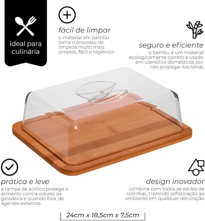 Conjunto Com 5 Peças Utensílios De Bambu Porta Frios - LANÇAMENTO