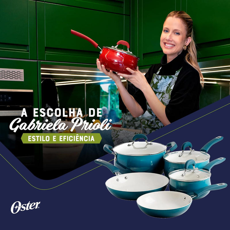 Conjunto de Panelas Oster Corbett - 12 peças Emerald Sea