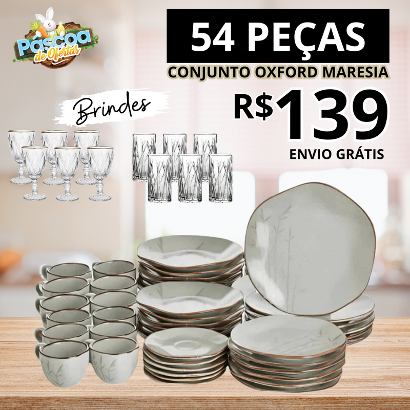 Aparelho Jantar em Porcelana Conjunto de Luxo - ESPECIAL DIA DA MULHER