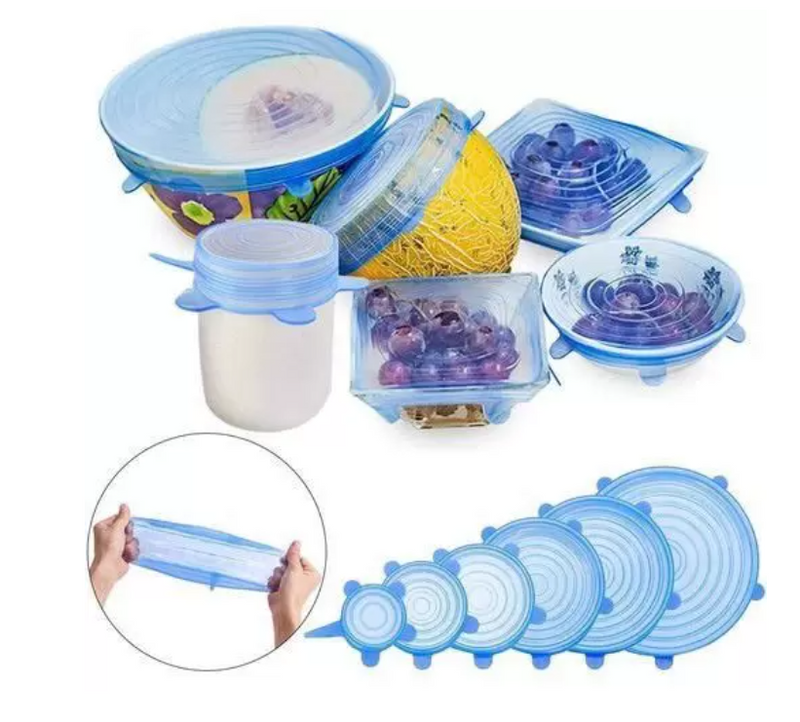 Compre 6 Leve 12 - Kit 12 Tampas de Silicone Reutilizável (UNIVERSAL) - Super Elástico - OFERTA ESPECIAL