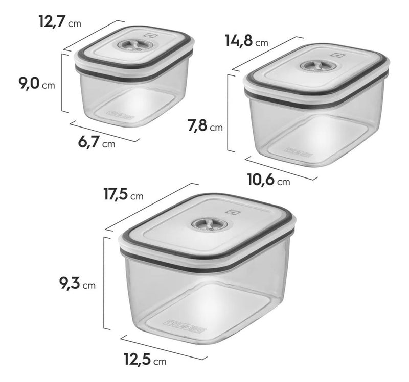 Kit Potes Plásticos Transparentes com Tampa Branca 8 unidades - OFERTA RELÂMPAGO