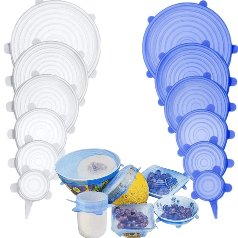 Compre 6 Leve 12 - Kit 12 Tampas de Silicone Reutilizável (UNIVERSAL) - Super Elástico - OFERTA ESPECIAL