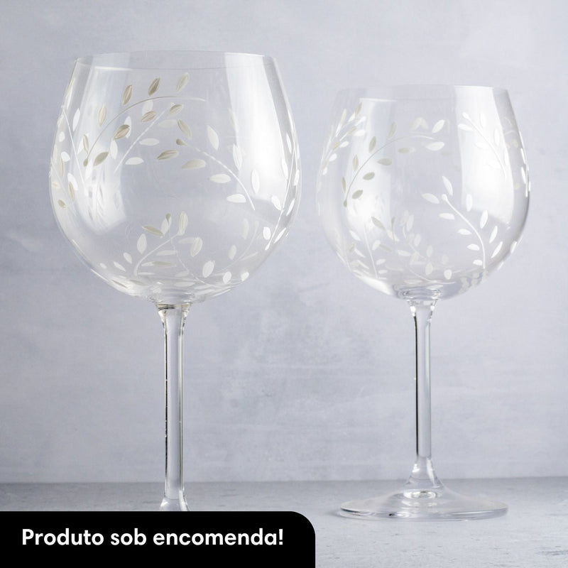 Kit Presente 2 Taças Gin de Cristal Leaves | SOB ENCOMENDA