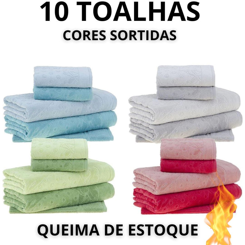 (OFERTA RELÂMPAGO🔥 - ÚLTIMO DIA) [COMPRE 3 LEVE 10] MEGA KIT Com 10 Toalhas Super Banhão - QUEIMA de ESTOQUE